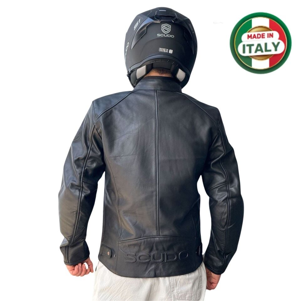 Scudo Teksas Hakiki Deri Erkek Motosiklet Montu